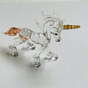 Beautiful Blown Glass Unicorn Figurine Horn Horse Vintage Home Decor Mystical